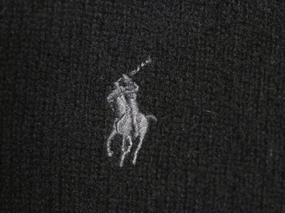 ポロ ラルフローレン Vネック ニット セーター メンズ XL ウール カシミヤ 長袖ニット ワンポイント 大きいサイズ シンプル ブラック 薄手