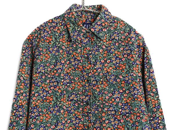 90s オールド ギャップ 花柄 長袖 シャツ レディース M / オールド 旧タグ ブラウス 総柄 マルチカラー コットン ポケット付き カジュアル