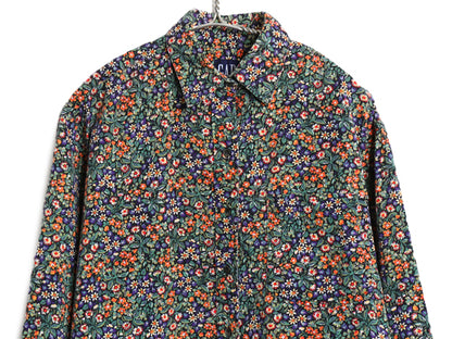 90s オールド ギャップ 花柄 長袖 シャツ レディース M / オールド 旧タグ ブラウス 総柄 マルチカラー コットン ポケット付き カジュアル