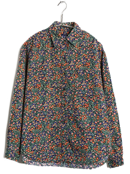 90s オールド ギャップ 花柄 長袖 シャツ レディース M / オールド 旧タグ ブラウス 総柄 マルチカラー コットン ポケット付き カジュアル