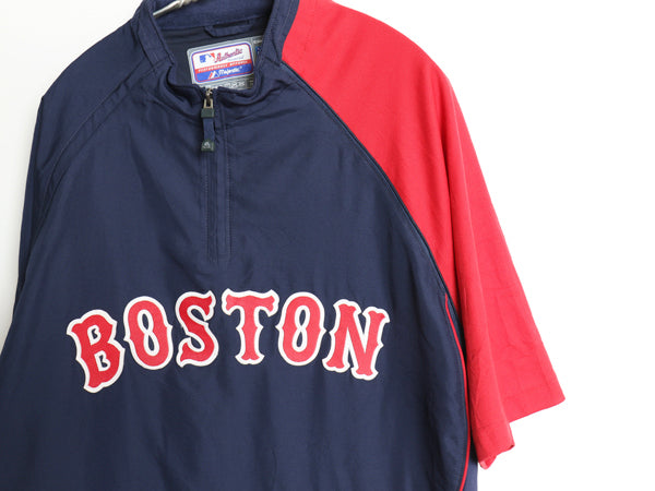 レッドソックス ナイロン 2WAY コンバーチブル ジャケット メンズ L / MLB オフィシャル マジェスティック 袖 脱着 ウィンドブレーカー 紺