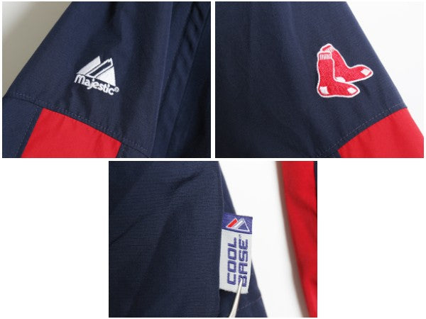 レッドソックス ナイロン 2WAY コンバーチブル ジャケット メンズ L / MLB オフィシャル マジェスティック 袖 脱着 ウィンドブレーカー 紺