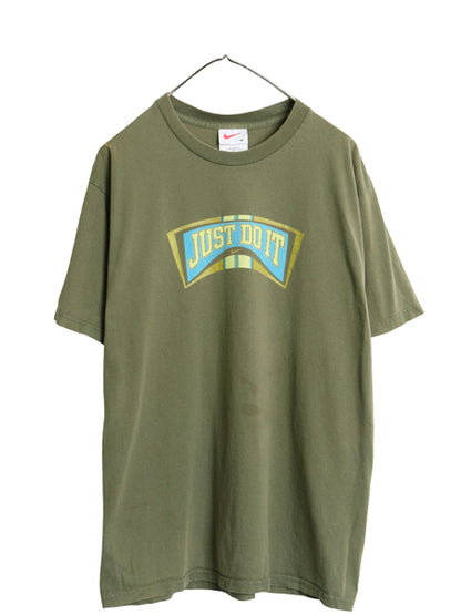 90s USA製 ナイキ プリント Tシャツ メンズ M / オールド カットソー センター スモール スウッシュ メッセージ ヘビーウェイト コットン