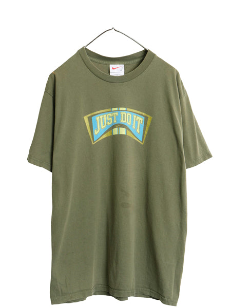 90s USA製 ナイキ プリント Tシャツ メンズ M / オールド カットソー センター スモール スウッシュ メッセージ ヘビーウェイト コットン
