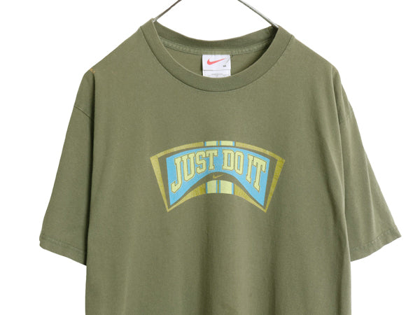 90s USA製 ナイキ プリント Tシャツ メンズ M / オールド カットソー センター スモール スウッシュ メッセージ ヘビーウェイト コットン