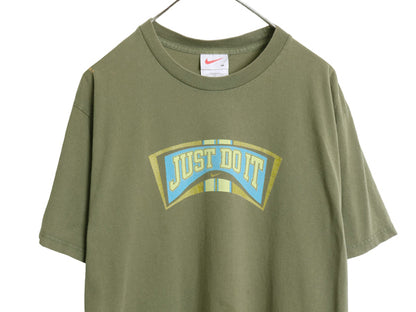 90s USA製 ナイキ プリント Tシャツ メンズ M / オールド カットソー センター スモール スウッシュ メッセージ ヘビーウェイト コットン
