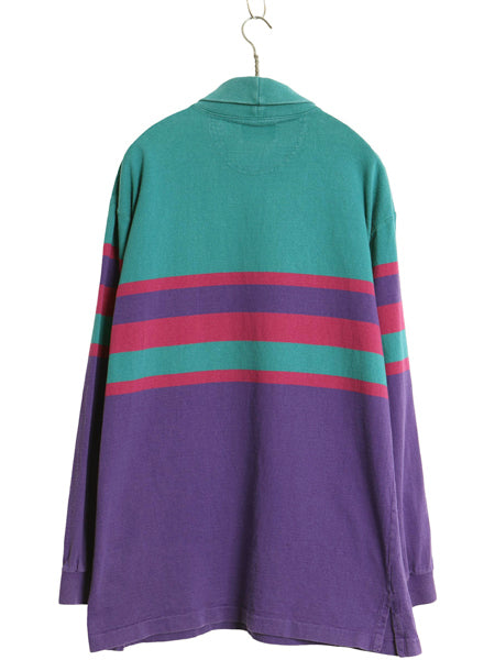 80s ウールリッチタートルネック ボーダー 長袖 Tシャツ メンズ L ヴィンテージ ロンT ラガーシャツ ヘビーウェイト コットン ハイネック