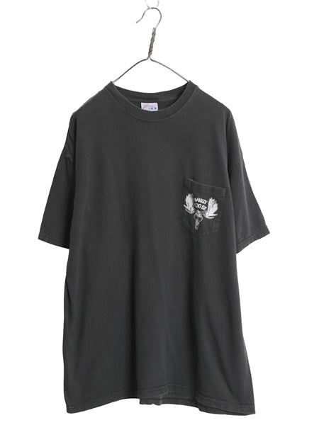 90s 企業 両面 イラスト プリント 半袖 Tシャツ メンズ XL オールド アニマル ムース ポケT ポケット付き ヘビーウェイト 大きいサイズ 黒