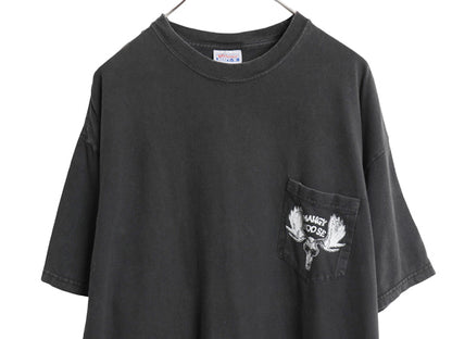 90s 企業 両面 イラスト プリント 半袖 Tシャツ メンズ XL オールド アニマル ムース ポケT ポケット付き ヘビーウェイト 大きいサイズ 黒
