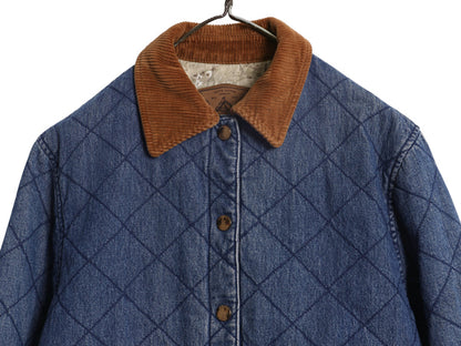 90s ラルフローレン ジーンズ 中綿 キルティング デニム ジャケット レディース M オールド ポロ ハーフ コート カバーオール ライナー付き