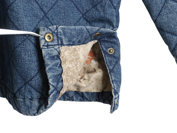 90s ラルフローレン ジーンズ 中綿 キルティング デニム ジャケット レディース M オールド ポロ ハーフ コート カバーオール ライナー付き