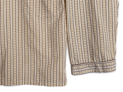 70s ★ 総柄 オープンカラー パジャマ シャツ メンズ XXL ヴィンテージ スリーピング 開襟 ボックス マルチカラー ストライプ 大きいサイズ