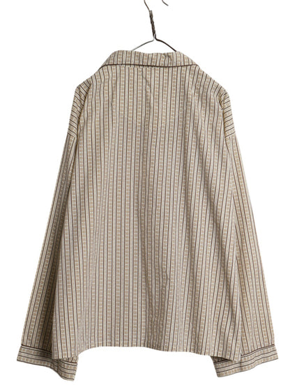 70s ★ 総柄 オープンカラー パジャマ シャツ メンズ XXL ヴィンテージ スリーピング 開襟 ボックス マルチカラー ストライプ 大きいサイズ