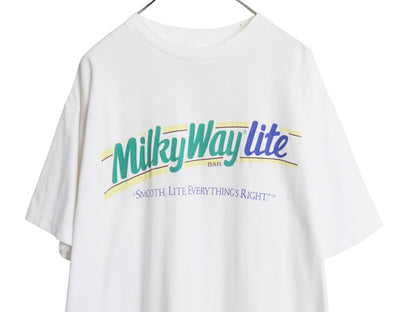 90s 企業 ロゴ プリント 半袖 Tシャツ メンズ XL 当時物 オールド ヘビーウェイト コットン ミルキーウェイ チョコレート 大きいサイズ 白
