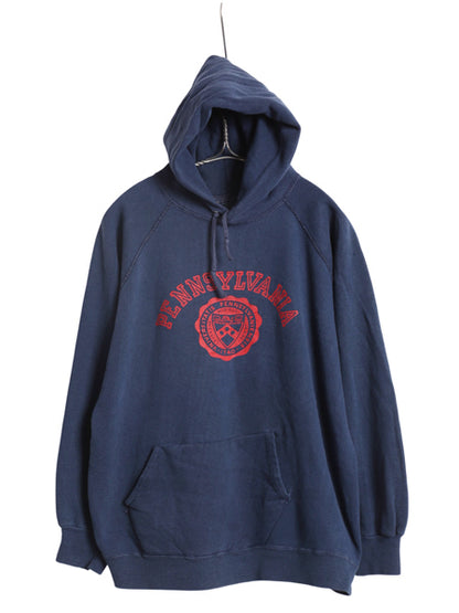 70s USA製 チャンピオン 2段 カレッジ プリント スウェット パーカー XL 小さめ メンズ M レディース L 程 ヴィンテージ トレーナー 裏起毛