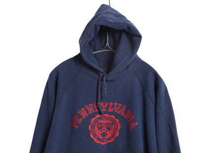 70s USA製 チャンピオン 2段 カレッジ プリント スウェット パーカー XL 小さめ メンズ M レディース L 程 ヴィンテージ トレーナー 裏起毛