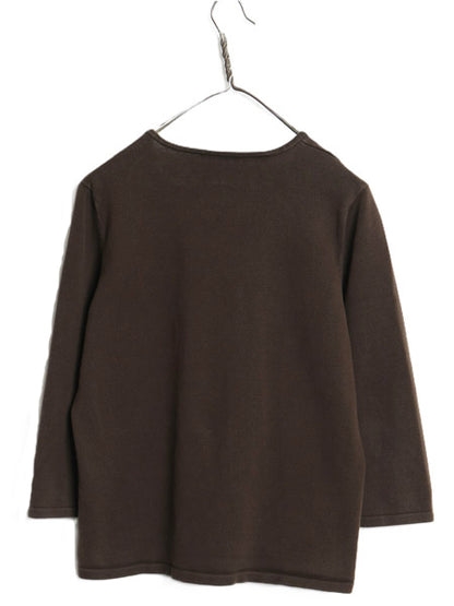 00s ローレン ラルフローレン Vネック リブ編み カットソー レディース XL / オールド コットン ストレッチ 7分袖 Tシャツ ショート丈 無地