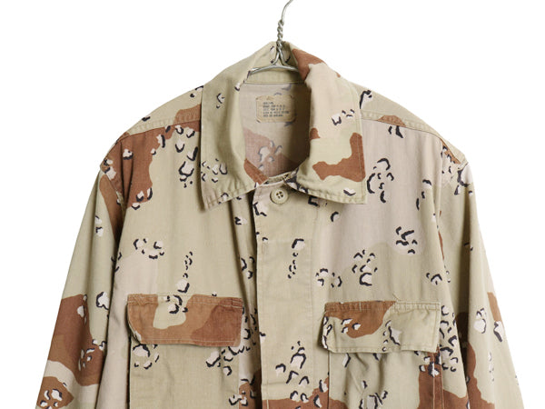 90s US ARMY 米軍実物 デザート カモ BDU ミリタリー ジャケット SMALL LONG / オールド 90年製 ミリタリー チョコチップ 6C 迷彩柄 軍物