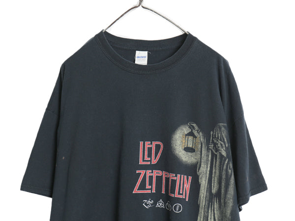 レッドツェッペリン プリント Tシャツ メンズ 2XL / オールド オフィシャル バンド ロック イラスト アート グラフィック 黒 大きいサイズ