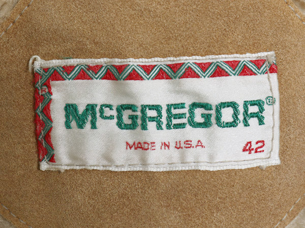 70s USA製 マクレガー 本革 スウェード レザー ハーフ コート 42 メンズ L / ヴィンテージ 革ジャン ジャケット 裏 ボア パイル ブラウン