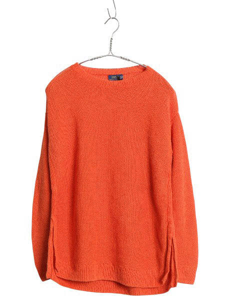 ポロ ラルフローレン 長袖 ニット セーター レディース S 高級 100％ リネン 透かし編み 無地 クルーネック シンプル カットソー きれいめ