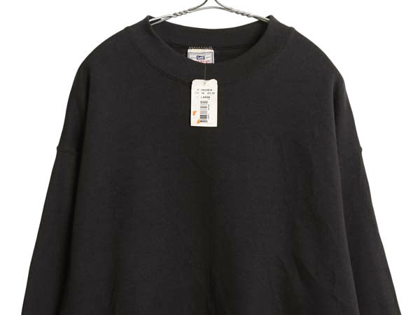 デットストック 90s USA製 リー 無地 スウェット メンズ レディース L / オールド トレーナー 裏起毛 ブランク トップス ブラック シンプル