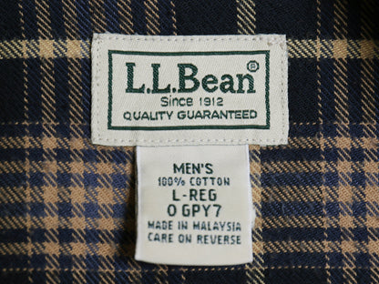 エルエルビーン チェック 長袖 ボタンダウン フランネル シャツ メンズ L 古着 ネルシャツ コットン ポケット付き アウトドア マルチカラー