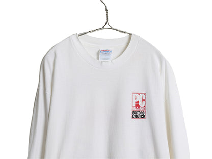 90s ★ DELL ロゴ イラスト プリント 長袖 Tシャツ メンズ XL / 古着 オールド 企業物 当時物 コンピューター 雑誌 ロンT 大きいサイズ 白
