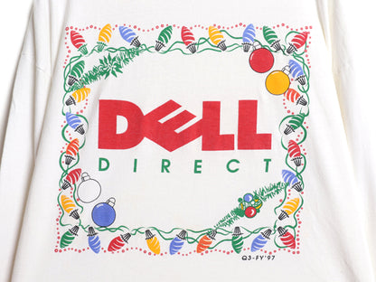 90s ★ DELL ロゴ イラスト プリント 長袖 Tシャツ メンズ XL / 古着 オールド 企業物 当時物 コンピューター 雑誌 ロンT 大きいサイズ 白