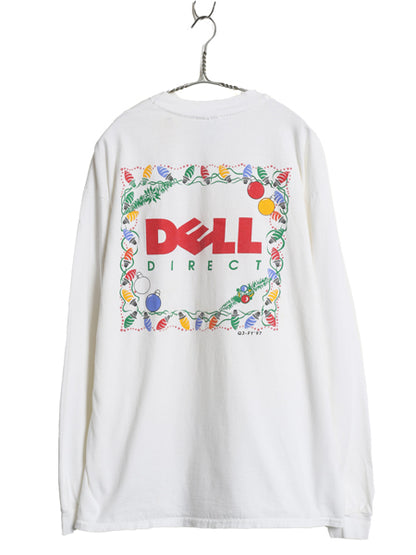 90s ★ DELL ロゴ イラスト プリント 長袖 Tシャツ メンズ XL / 古着 オールド 企業物 当時物 コンピューター 雑誌 ロンT 大きいサイズ 白