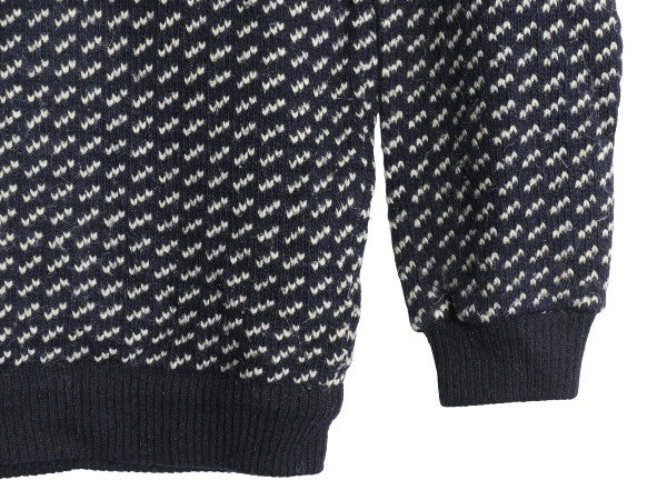 80s ノルウェー製 エルエルビーン バーズアイ ニット セーター レディース L 小さめ S / ヴィンテージ ウール ノルディック ツートン 紺 白