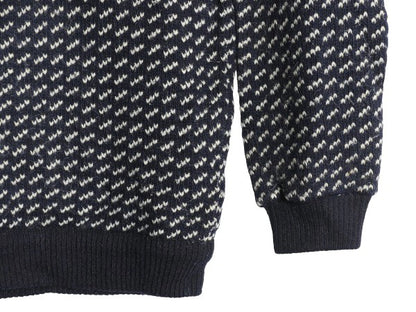 80s ノルウェー製 エルエルビーン バーズアイ ニット セーター レディース L 小さめ S / ヴィンテージ ウール ノルディック ツートン 紺 白