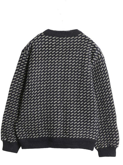 80s ノルウェー製 エルエルビーン バーズアイ ニット セーター レディース L 小さめ S / ヴィンテージ ウール ノルディック ツートン 紺 白