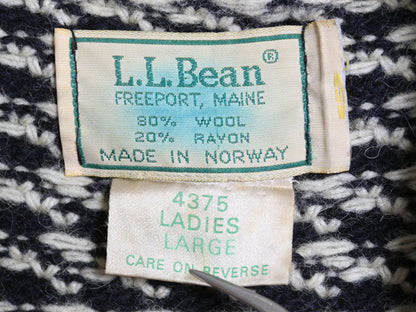 80s ノルウェー製 エルエルビーン バーズアイ ニット セーター レディース L 小さめ S / ヴィンテージ ウール ノルディック ツートン 紺 白