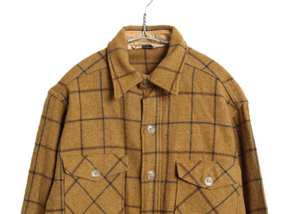 70s USA製 ウールリッチ CPO ウール シャツ メンズ L / ヴィンテージ 白タグ チェック ヘビーウェイト ジャケット 長袖シャツ マスタード