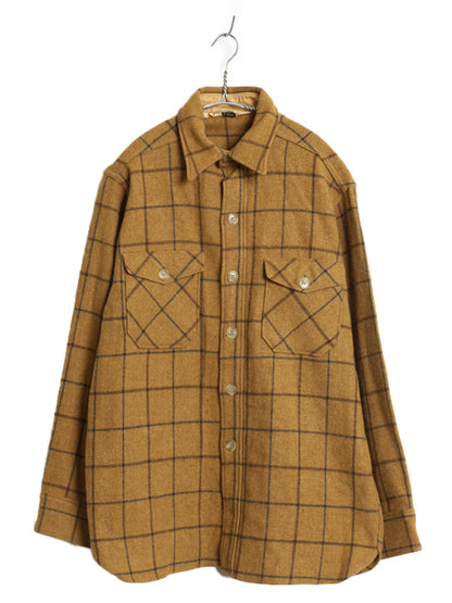 70s USA製 ウールリッチ CPO ウール シャツ メンズ L / ヴィンテージ 白タグ チェック ヘビーウェイト ジャケット 長袖シャツ マスタード