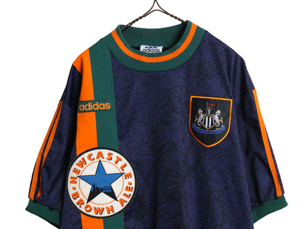 90s イギリス製 ☆ アディダス ニューカッスル サッカー ユニフォーム メンズ XL / 97 98 当時物 プレミアリーグ アウェイ フットボール 紺