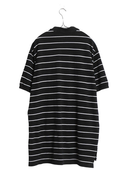 00s ポロ ラルフローレン ボーダー 鹿の子 半袖 ポロシャツ メンズ XL / オールド 半袖シャツ コットン ワンポイント 黒 白 大きいサイズ