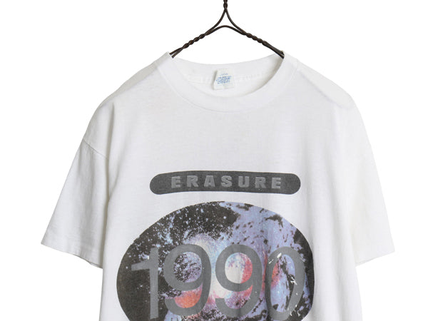 90s USA製 ★ イレイジャー ツアー イラスト プリント Tシャツ メンズ L / 古着 オールド オフィシャル バンド ロック シングルステッチ 白