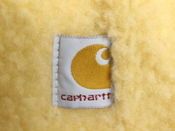 80s USA製 カーハート ダック ベスト メンズ L / ヴィンテージ ワーク 裏 ボア パイル フリース フルジップ 重ね着 前開き ワンポイント 茶