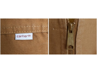 80s USA製 カーハート ダック ベスト メンズ L / ヴィンテージ ワーク 裏 ボア パイル フリース フルジップ 重ね着 前開き ワンポイント 茶