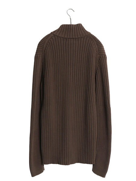 ポロ ジーンズ ラルフローレン ハイネック コットン ニット セーター メンズ XL / リブ編み ワンポイント ヘンリーネック 大きいサイズ 茶