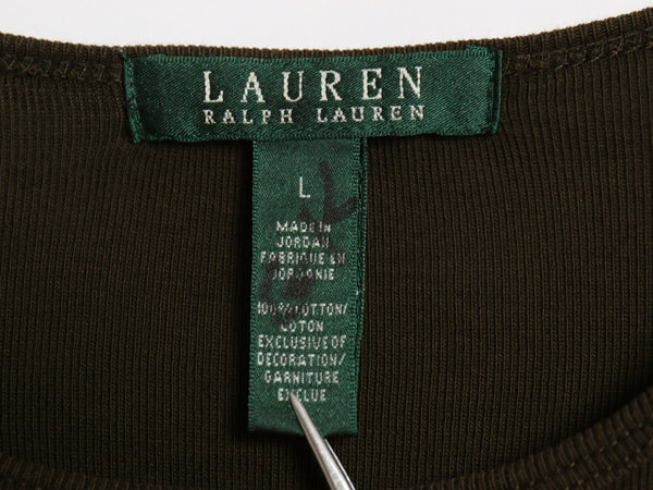 00s ローレン ラルフローレン 長袖 Tシャツ レディース L ポロ オールド コットン ストレッチ リブ編み カットソー ワンポイント ボックス