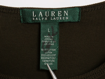 00s ローレン ラルフローレン 長袖 Tシャツ レディース L ポロ オールド コットン ストレッチ リブ編み カットソー ワンポイント ボックス