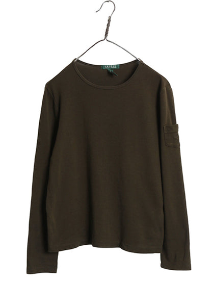 00s ローレン ラルフローレン 長袖 Tシャツ レディース L ポロ オールド コットン ストレッチ リブ編み カットソー ワンポイント ボックス