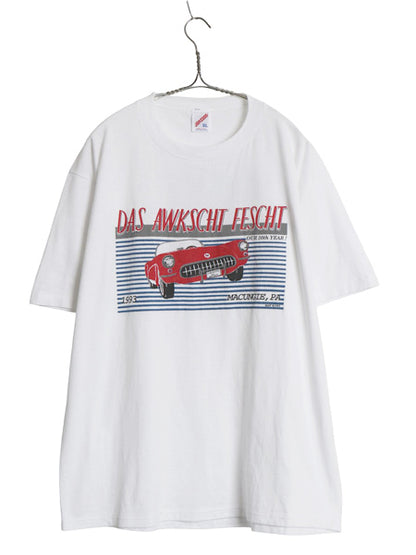 90s USA製 シボレー コルベット イラスト 両面 プリント Tシャツ メンズ XL / オールド 自動車 企業 アメ車 シングルステッチ 大きいサイズ