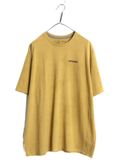 パタゴニア 両面 プリント 半袖 Tシャツ メンズ XL 古着 アウトドア P6 ボックスロゴ バックプリント カットソー 大きいサイズ マスタード