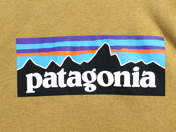 パタゴニア 両面 プリント 半袖 Tシャツ メンズ XL 古着 アウトドア P6 ボックスロゴ バックプリント カットソー 大きいサイズ マスタード