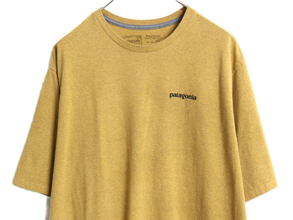 パタゴニア 両面 プリント 半袖 Tシャツ メンズ XL 古着 アウトドア P6 ボックスロゴ バックプリント カットソー 大きいサイズ マスタード