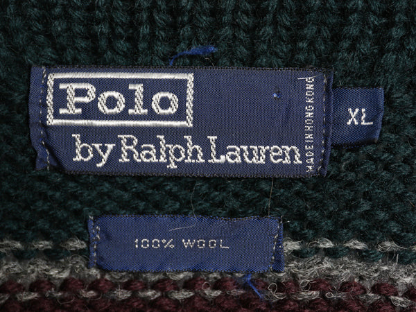 90s ポロ ラルフローレン ボートネック ニット セーター メンズ XL オールド ヴィンテージ タイプ ウール ツートン ボーダー 大きいサイズ